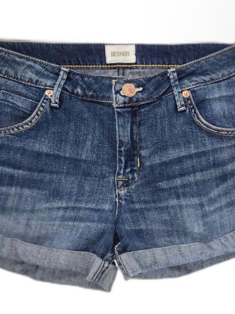 Hudson Denim Rolled Cuff Shorts - Medium Blue size 27